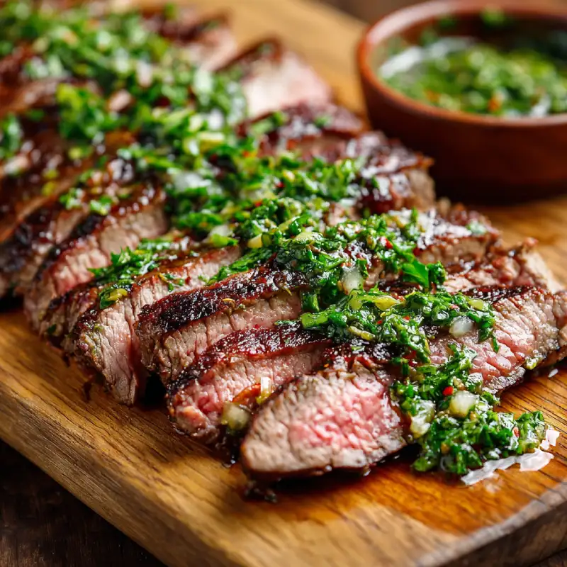 Delicious Flank Steak with Basil Chimichurri Recipe